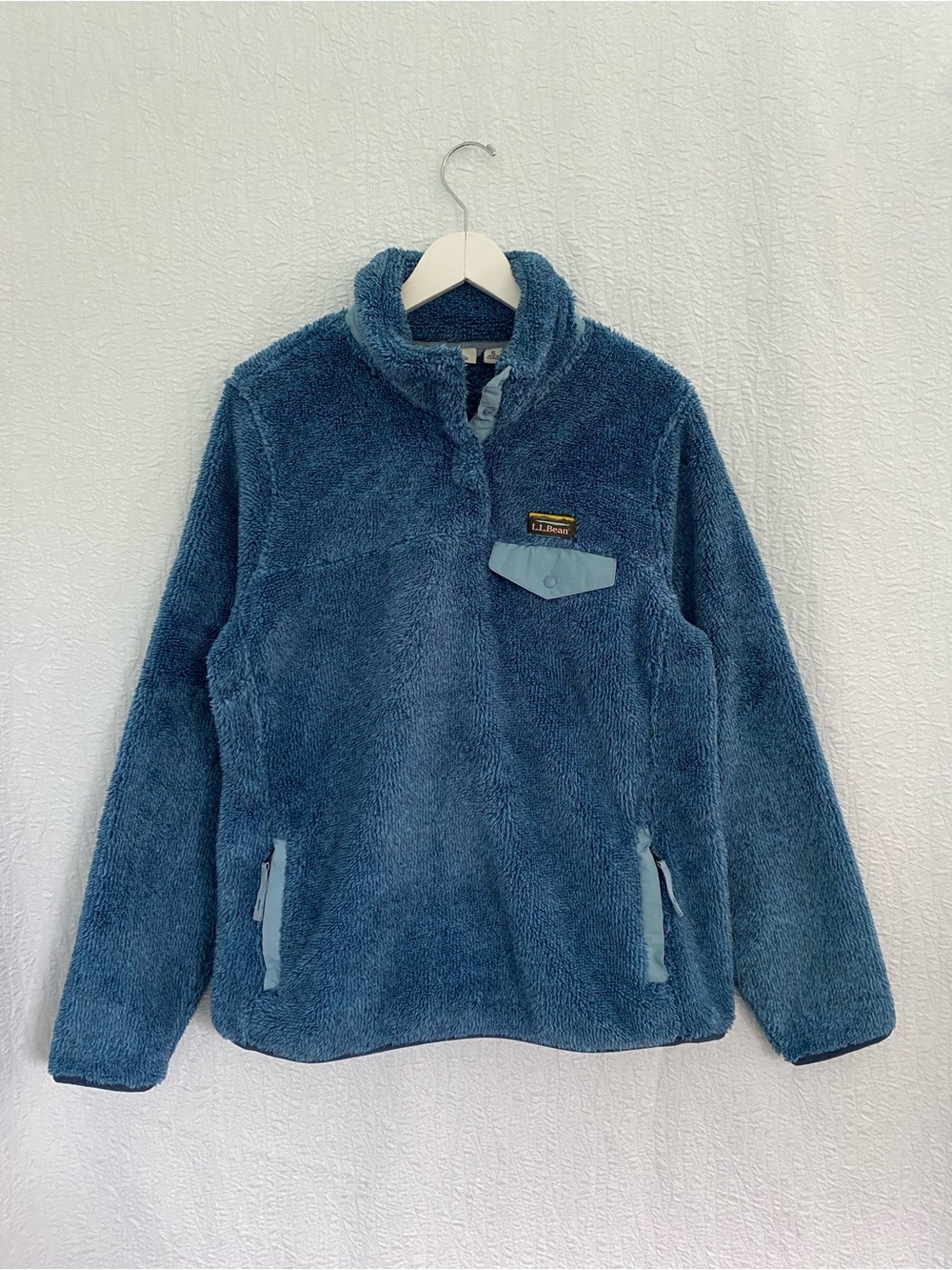 L.L. Bean Hi Pile Snap Fleece Pullover Mallard Marine Blue